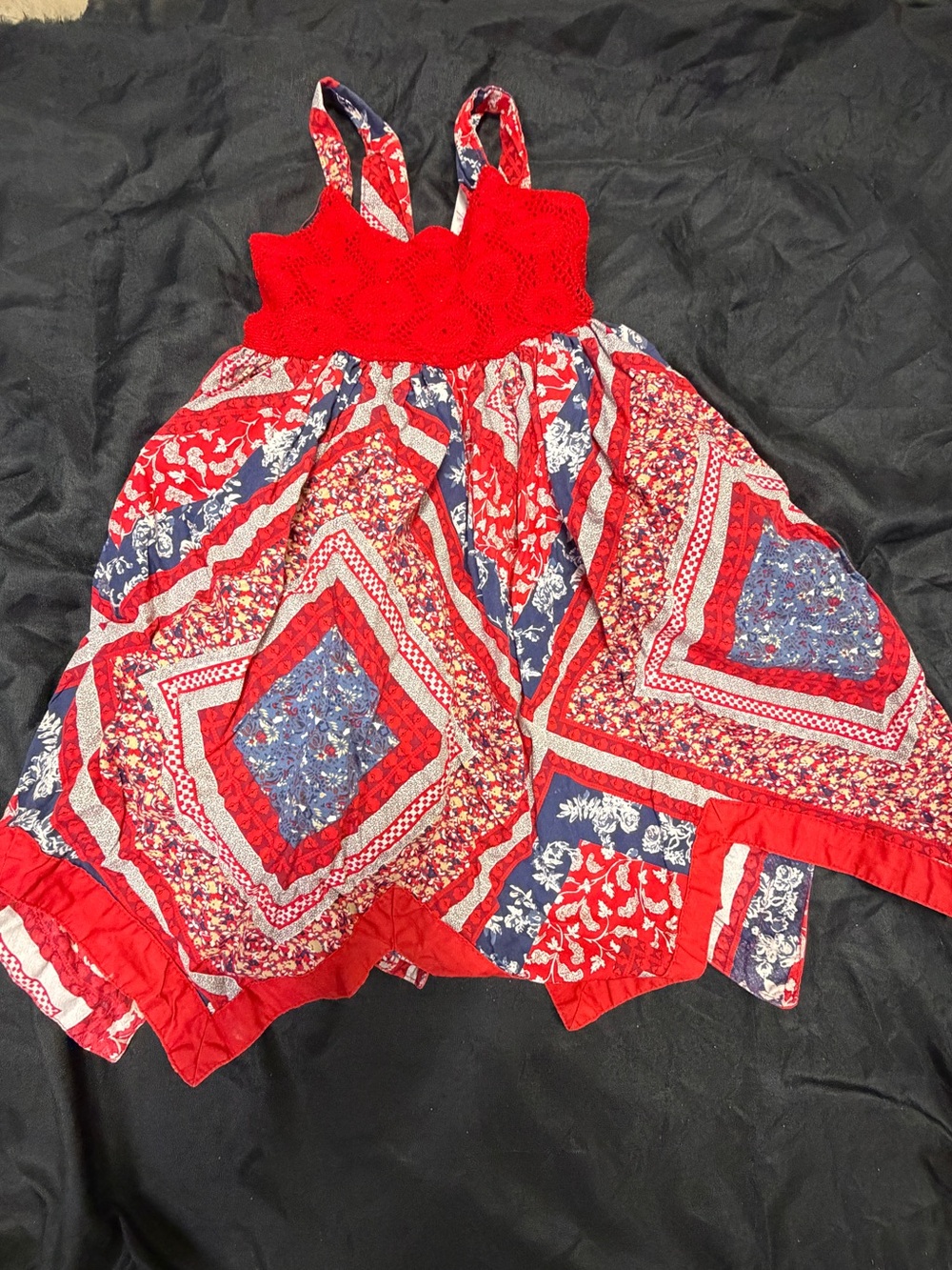 Boden Red and Blue Printed Girls Sundress
